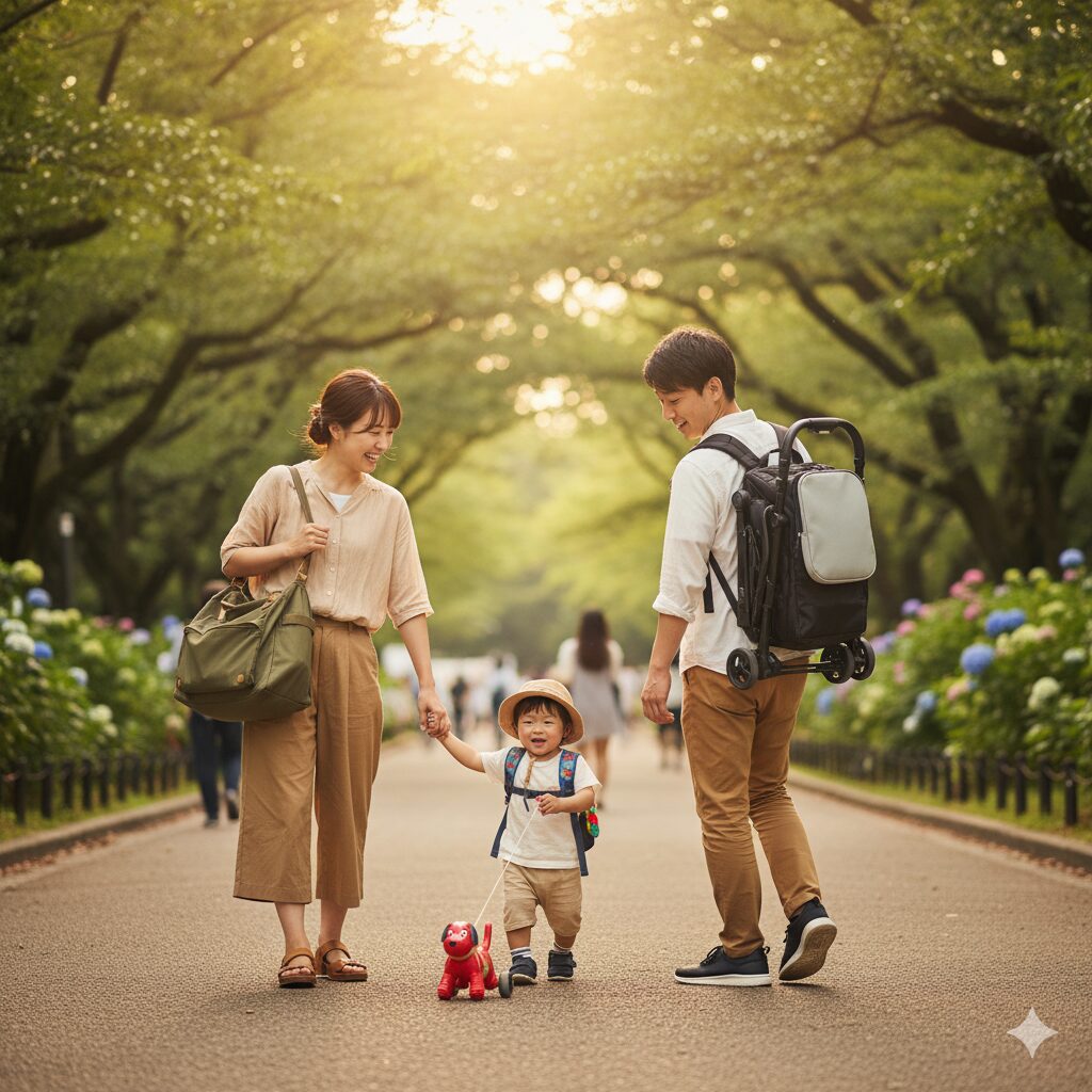 1歳児育児 お出かけ 持ち物 時短 家族旅行 日韓夫婦 パパ ママ
