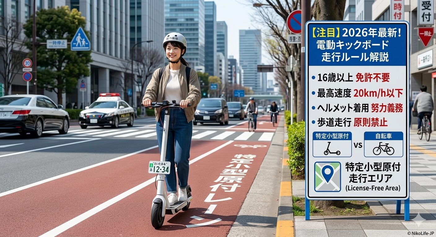 電動キックボードに乗る